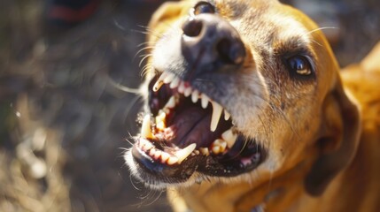 Aggressive dog showing teeth. generative ai