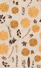 Autumn leaves and flowers background