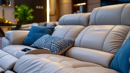 Reclining Sofa Interior Luxury: A photo highlighting the luxurious look and feel of a reclining sofa