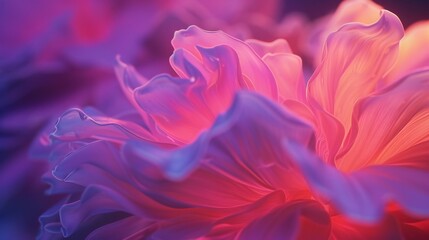 Fototapeta premium Glowing Petal Flow: Close-ups reveal wildflower petals emitting neon glow, their fluid waves creating a mesmerizing dance.