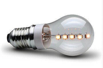Innovative LED Filament Light Bulb on White Background - obrazy, fototapety, plakaty