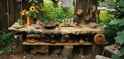 beautiful kitchen in jungle