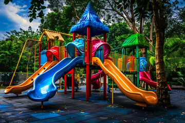 colorful playground yard in the park