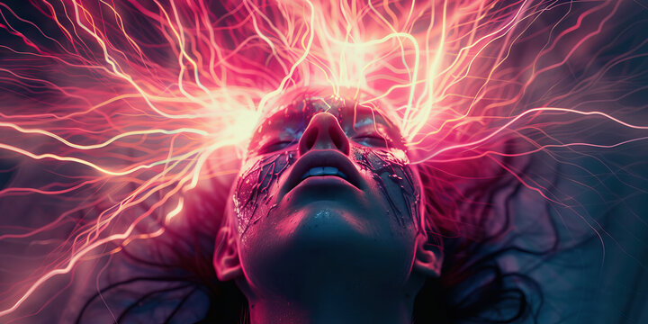 Epileptic Seizure: The Uncontrollable Movements and Loss of Consciousness - Visualize a person experiencing uncontrolled body movements, with electrical impulses in the brain area