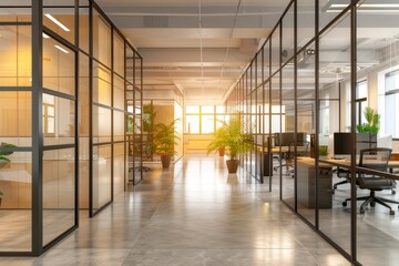 Blurred glass wall of modern business center for corporate office background concept