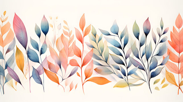 Digital vintage watercolor forest leaf abstract graphic poster web page PPT background