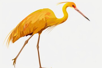 Fototapeta premium Yellow crane against a white sky