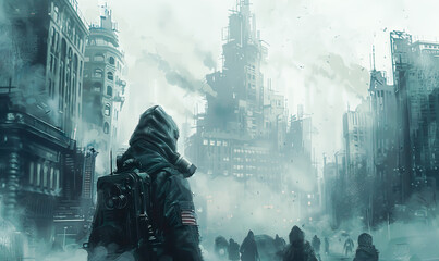 Drawing of a post-apocalyptic world