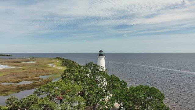 Aerial point of view of St. Mark's lighthouse