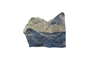 Raw agglomerate rock specimen isolated on white background.