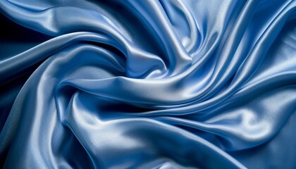 Fototapeta premium Tranquil blue silk waves soft flowing textile in calming abstract background with space for text