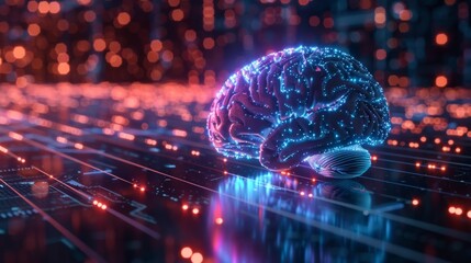 Obraz premium Hologram of the brain generative ai