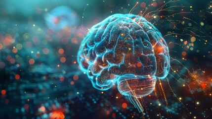 Obraz premium Hologram of the brain generative ai