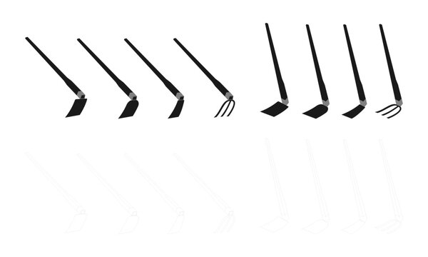 hoe icon set. vector illustration isolated on white background.