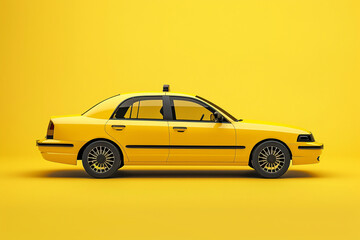 modern yellow taxi car over yellow background