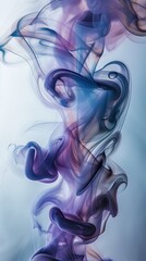 intricate blue and purple smoke swirling against soft light background