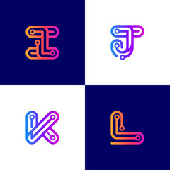 set of tech based initial logos