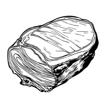 recommend clip art: Smoked ham isolated, delicious sliced ham illustration