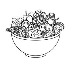 Asian hotpot / hot pot or steamboat line art icon