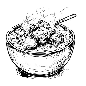 recommend clip art: Asian hotpot / hot pot or steamboat line art icon