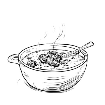 recommend clip art: hot pot or steamboat line art icon