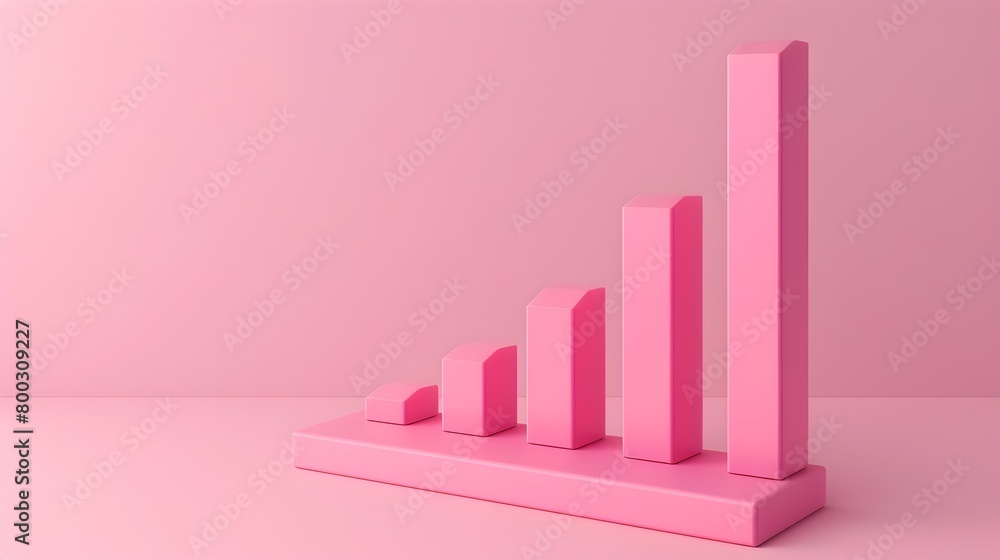 Poster minimalist 3d bar chart icon displaying business analytics