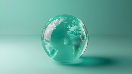 Serene Global Business Icon in Calming Teal and Green Hues
