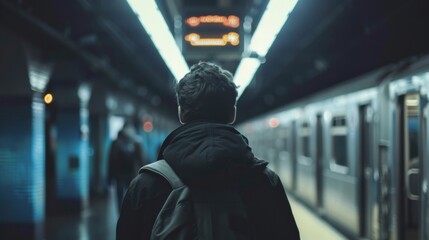 a man stands in metro station