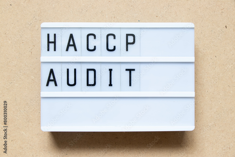 Canvas Prints Lightbox with word HACCP (Hazard Analysis Critical Control Points) audit on wood background