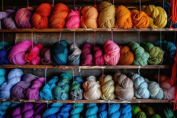 rack with colorful yarn