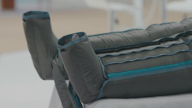 Close-up of a pressotherapy leg garment, medical health treatment