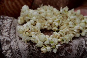 Close up photo of Jasmin flower necklace