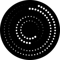 Circle with halftone dots. Design element for frame, logo, icon