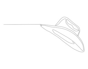 Continuous line drawing of cowboy hat. One line of cowboy hat. Cowboy continuous line art. Editable outline.