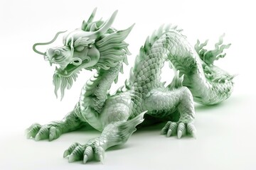 Jade dragon isolated on white background