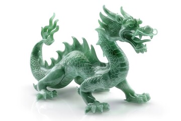 Jade dragon isolated on white background