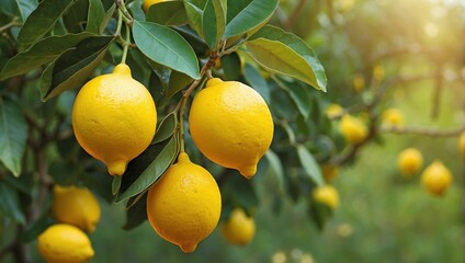 Lemon. Ripe Lemons Hanging on a Lemon tree.