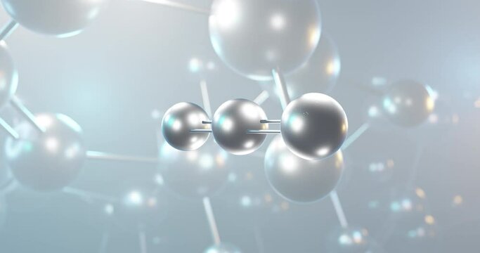 Carbon disulfide rotating 3d molecule, molecular structure of carbon disulphide, seamless video