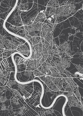 City map Dusseldorf, monochrome detailed plan, vector illustration