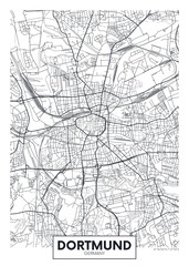 City map Dortmund, detailed urban planning travel vector poster design