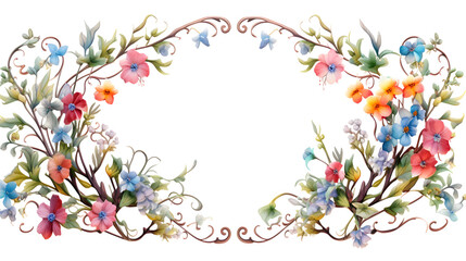 Fototapeta premium Digital vintage watercolor flowers frame abstract graphic poster web page PPT background