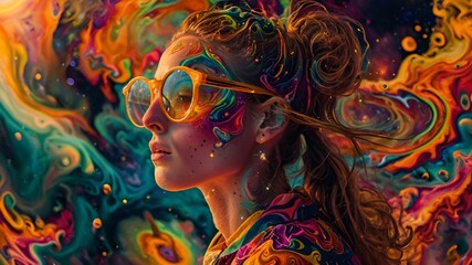 psychedelic color burst, digital paint art