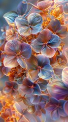 Celestial Holographic Bloom: Wildflower mophead hydrangea blooms with celestial holographic brilliance.