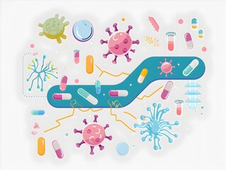 Animated Infographic Depicting Complementary Roles of Antibiotics and Probiotics in Maintaining Gut Health