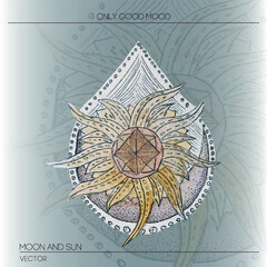 A hand-drawn illustration of astrology and zodiac signs, featuring a sun motif, ideal for printing. 