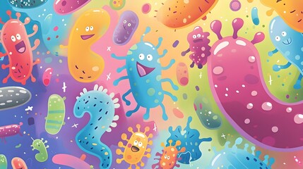 Cheerful and Vibrant Probiotic Bacteria for Children s Educational Materials
