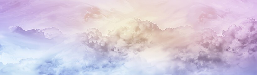 Fototapeta premium Pastel, rainbow, watercolor, banner, soft, clouds, dreamy, ethereal, vector, illustration, flat design, detailed, intricate, panoramic, art, artistic, backdrop, beauty, calm, cloudscape, color, creati