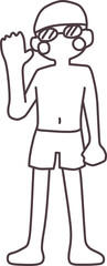 運動目的や授業などで着ていそうな水着の男の子のイラスト