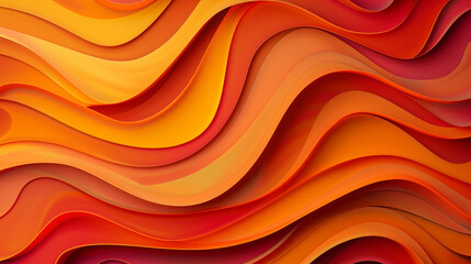 3D abstract background with orange and red waves. Paper cut style. 