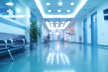 Abstract blur hospital and clinic interior for background   Processing Blue color white balance
